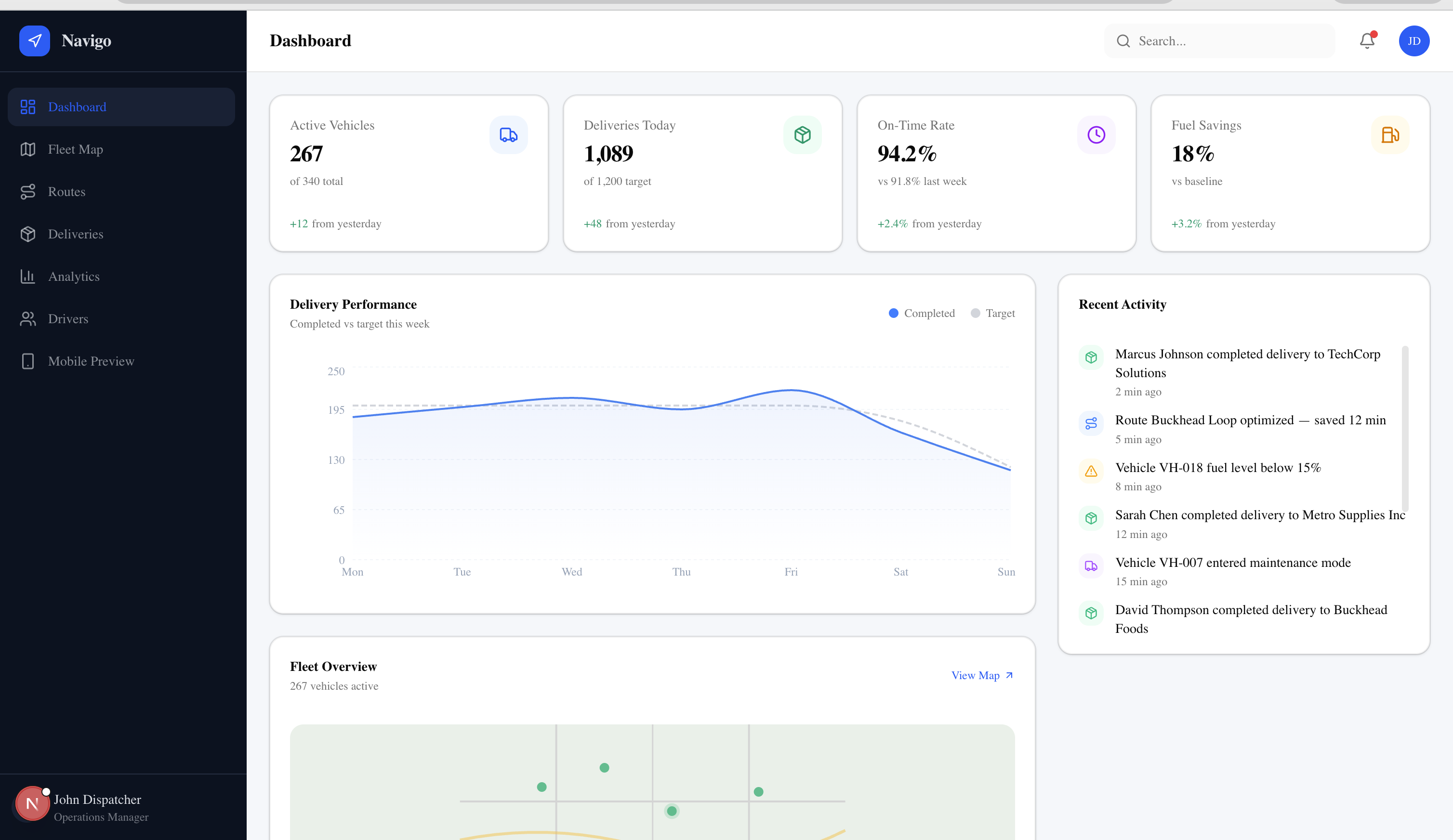 Navigo fleet operations dashboard